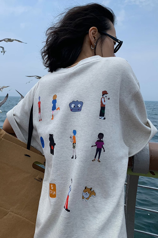 [해외/수입] 테이크앤 반팔 티셔츠 (그린,라이트그레이)
