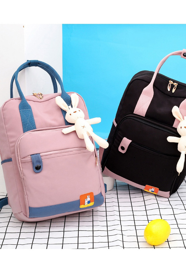 [해외/수입] 못다한 당근 귀여운토끼 스퀘어 백팩 (그레이,핑크,그린,블랙)